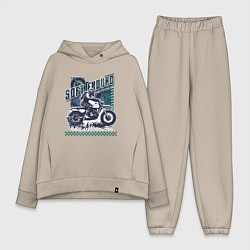 Женский костюм оверсайз Мотоциклист на мотоцикле:Soft enduro, цвет: миндальный