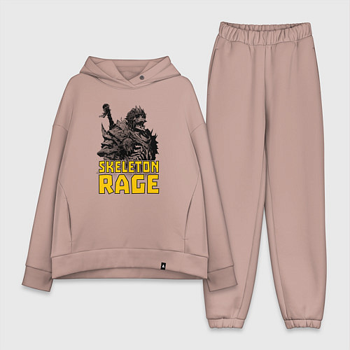 Женский костюм оверсайз Яростный скелет / Пыльно-розовый – фото 1