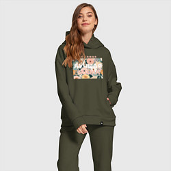 Женский костюм оверсайз Та самая лучшая мама, цвет: хаки — фото 2