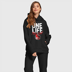 Женский костюм оверсайз One life many fight, цвет: черный — фото 2
