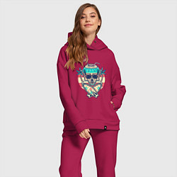 Женский костюм оверсайз Skull summer, цвет: маджента — фото 2