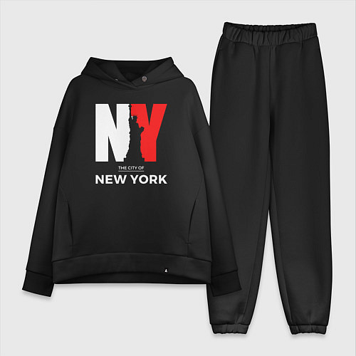 Женский костюм оверсайз The city of New York / Черный – фото 1