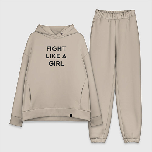 Женский костюм оверсайз Fight like a girl / Миндальный – фото 1