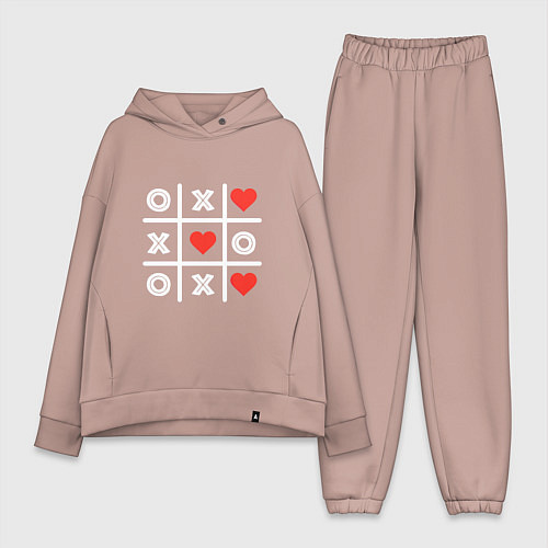 Женский костюм оверсайз Крестики нолики / Пыльно-розовый – фото 1