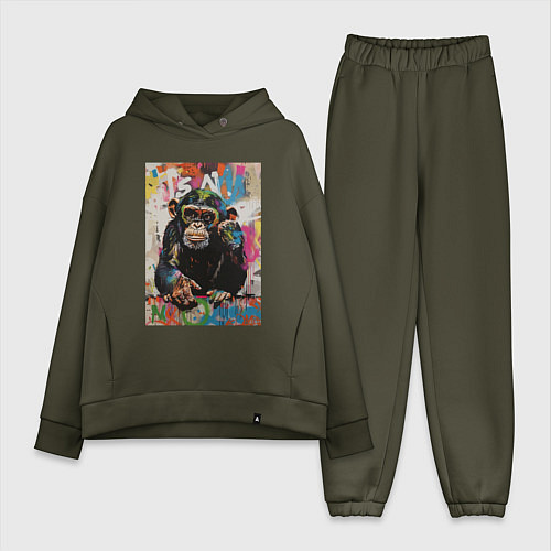 Женский костюм оверсайз Monkey color / Хаки – фото 1