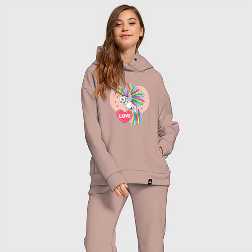 Женский костюм оверсайз Color bird / Пыльно-розовый – фото 2