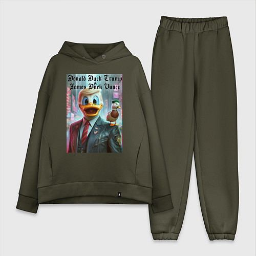 Женский костюм оверсайз Donald Duck Trump and James Duck Vance / Хаки – фото 1