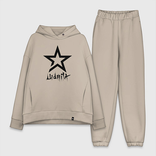 Женский костюм оверсайз Людмила - звезда / Миндальный – фото 1