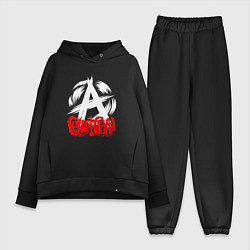 Женский костюм оверсайз Анархия логотип Сектор газа, цвет: черный