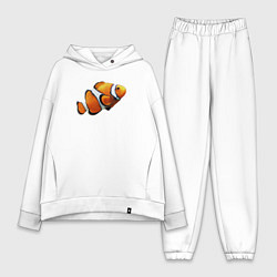 Женский костюм оверсайз Рыбка попугай, цвет: белый