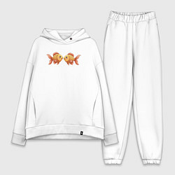 Женский костюм оверсайз Милые золотые рыбки, цвет: белый