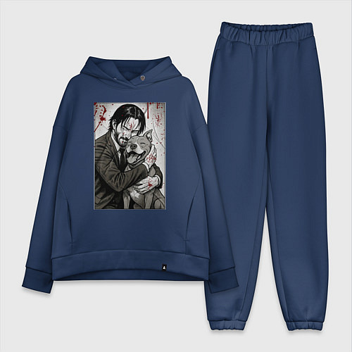 Женский костюм оверсайз Джон Уик постер / Тёмно-синий – фото 1