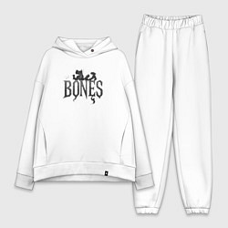 Женский костюм оверсайз Bones лого из дыма, цвет: белый