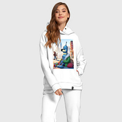 Женский костюм оверсайз Робот-сгибальщик Бендер Нью-Йоркский бомж, цвет: белый — фото 2