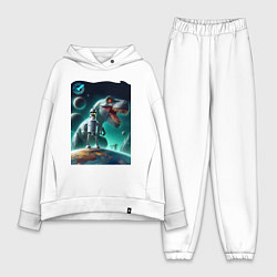 Женский костюм оверсайз Bender bending robot and tyrannosaurus - planet ex, цвет: белый