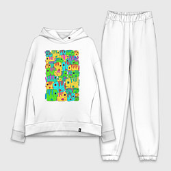 Женский костюм оверсайз Яркие тропические рыбки, цвет: белый