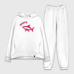 Женский костюм оверсайз Акула-красный силуэт, цвет: белый