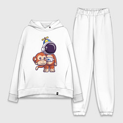 Женский костюм оверсайз Космонавт в костюме обезьяны, цвет: белый