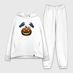 Женский костюм оверсайз Зловещая лампа Джека, цвет: белый