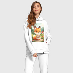 Женский костюм оверсайз Пушистая лиса в сказочной деревне, цвет: белый — фото 2