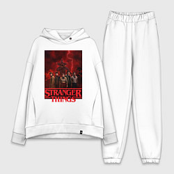 Женский костюм оверсайз Пятеро и демогоргон Загадочные события финал, цвет: белый