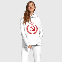 Женский костюм оверсайз СССР герб, цвет: белый — фото 2