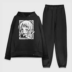 Женский костюм оверсайз Аниме позитив, цвет: черный