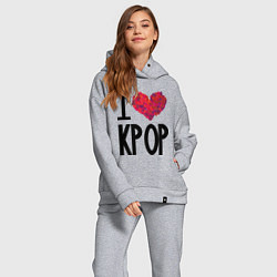 Женский костюм оверсайз I love kpop, цвет: меланж — фото 2