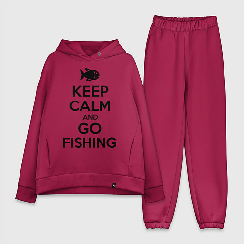 Женский костюм оверсайз Keep Calm & Go fishing / Маджента – фото 1