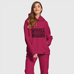 Женский костюм оверсайз Russia boxing, цвет: маджента — фото 2