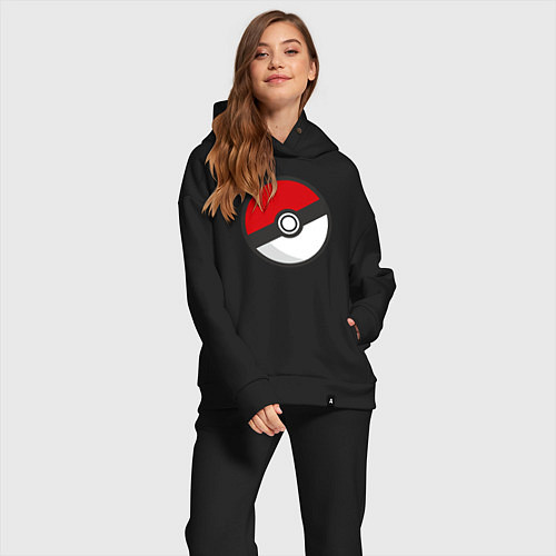 Женский костюм оверсайз Pokeball / Черный – фото 2