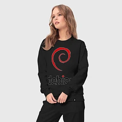 Костюм хлопковый женский Debian, цвет: черный — фото 2