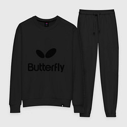 Костюм хлопковый женский Butterfly Logo, цвет: черный