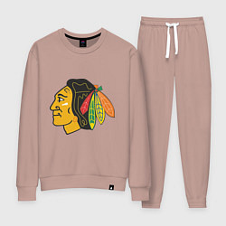 Костюм хлопковый женский Chicago Blackhawks, цвет: пыльно-розовый