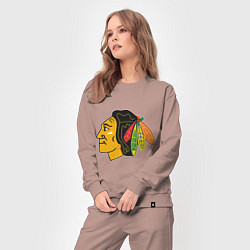 Костюм хлопковый женский Chicago Blackhawks, цвет: пыльно-розовый — фото 2