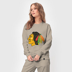 Костюм хлопковый женский Chicago Blackhawks, цвет: миндальный — фото 2