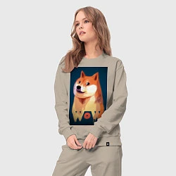 Костюм хлопковый женский Wow Doge, цвет: миндальный — фото 2