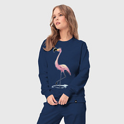 Костюм хлопковый женский Гордый фламинго, цвет: тёмно-синий — фото 2