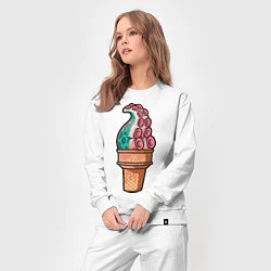 Костюм хлопковый женский Мороженое-осьминог, цвет: белый — фото 2