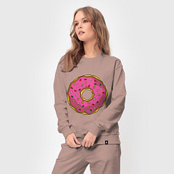 Костюм хлопковый женский Сладкий пончик, цвет: пыльно-розовый — фото 2