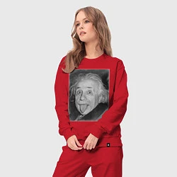 Костюм хлопковый женский Энштейн дурачится, цвет: красный — фото 2