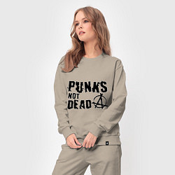 Костюм хлопковый женский Punks not dead, цвет: миндальный — фото 2