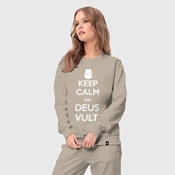 Костюм хлопковый женский Keep Calm & Deus Vult, цвет: миндальный — фото 2