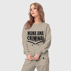 Костюм хлопковый женский Mama ama criminal, цвет: миндальный — фото 2