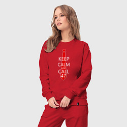 Костюм хлопковый женский Keep Calm & Call 47, цвет: красный — фото 2