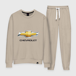 Костюм хлопковый женский Chevrolet логотип, цвет: миндальный