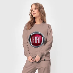 Костюм хлопковый женский FIAT logo, цвет: пыльно-розовый — фото 2