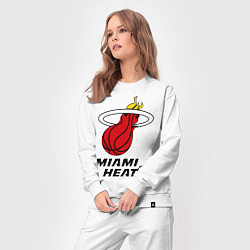 Костюм хлопковый женский Miami Heat-logo, цвет: белый — фото 2