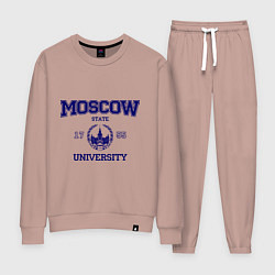 Костюм хлопковый женский MGU Moscow University, цвет: пыльно-розовый