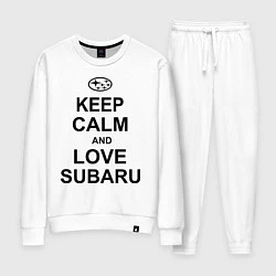 Костюм хлопковый женский Keep Calm & Love Subaru, цвет: белый